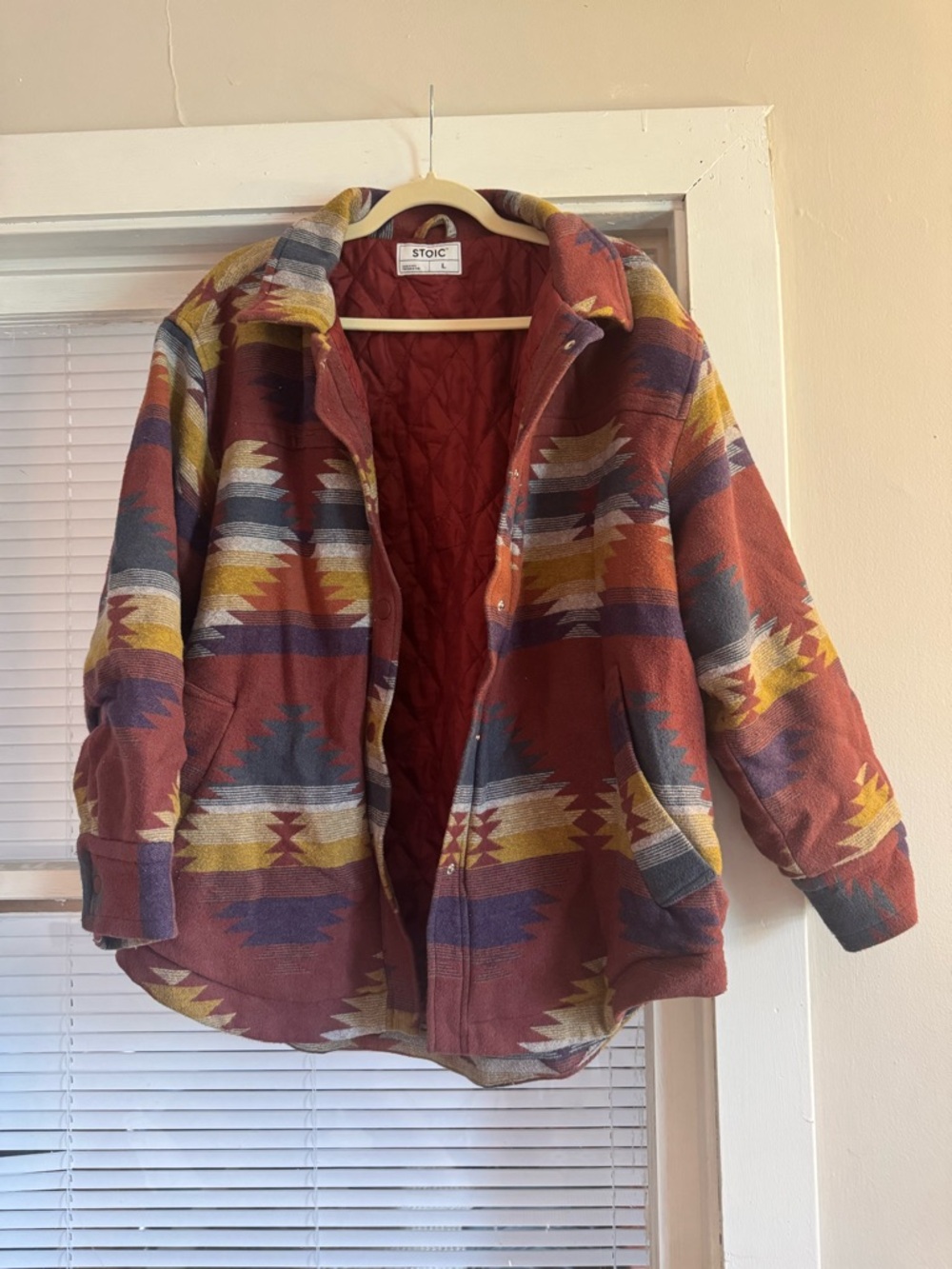 Stoic Quilted Aztec Utility Jacket - Rust Multi